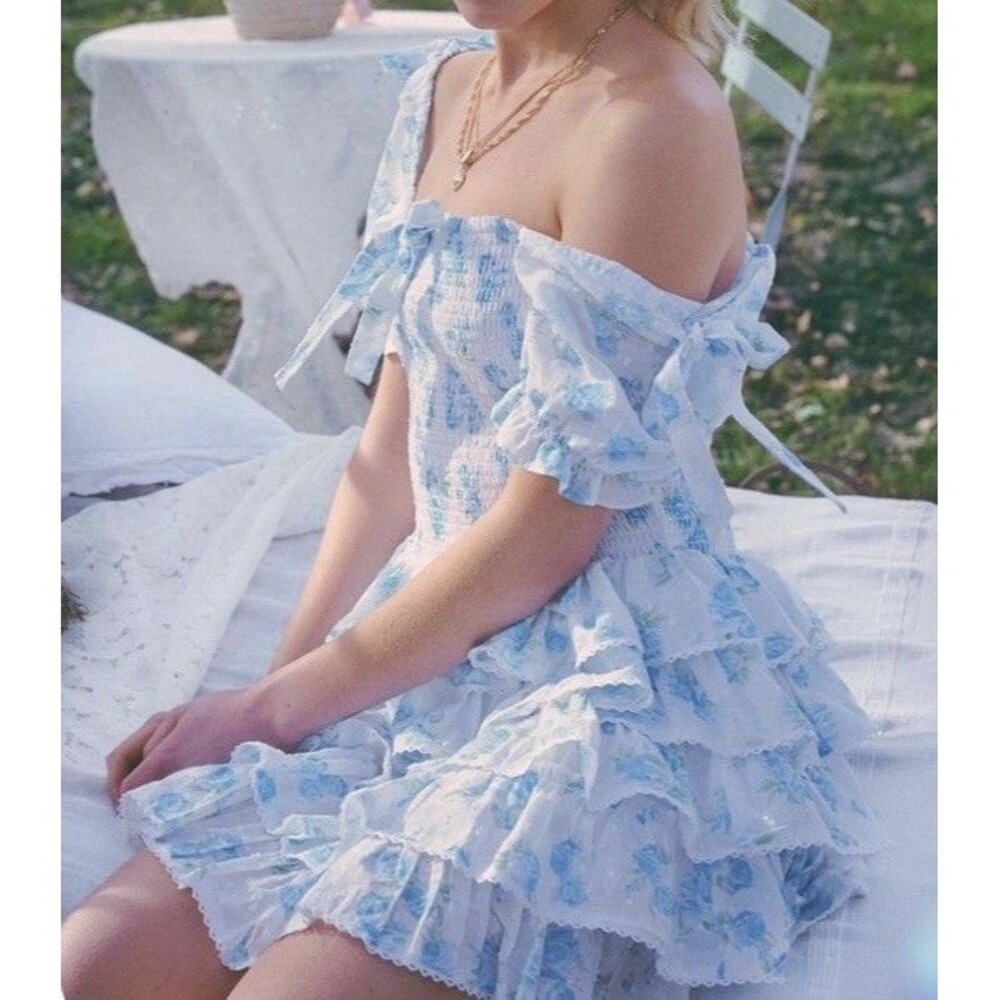Amy Jane London Believe In Your Own Magic Mini Dress XS Floral Smocked Bodice